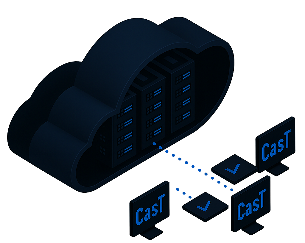 Облако с серверами и компьютерами